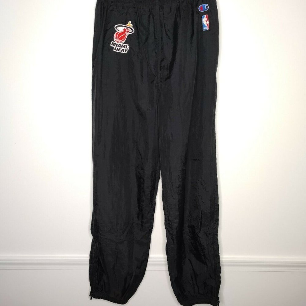 Vintage Champion Miami Heat Black Nylon Track Pants Men's XL